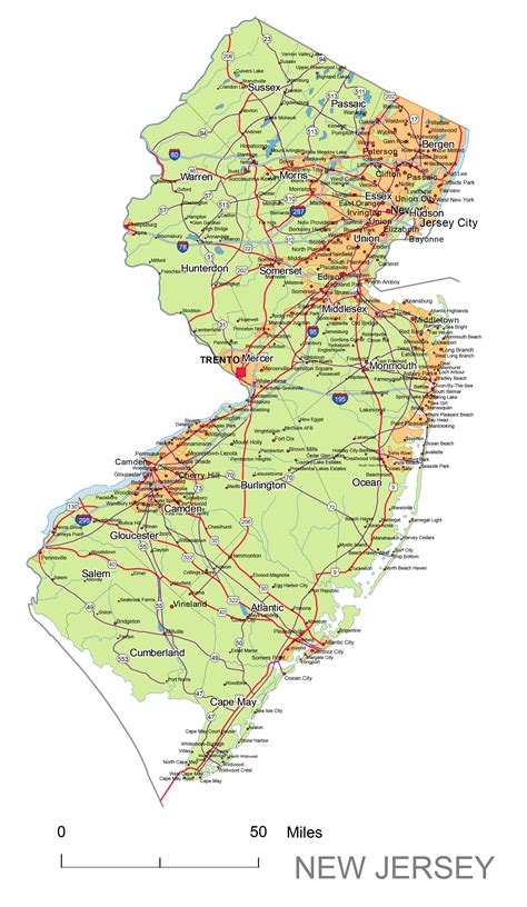 Nj County Map With Cities World Map