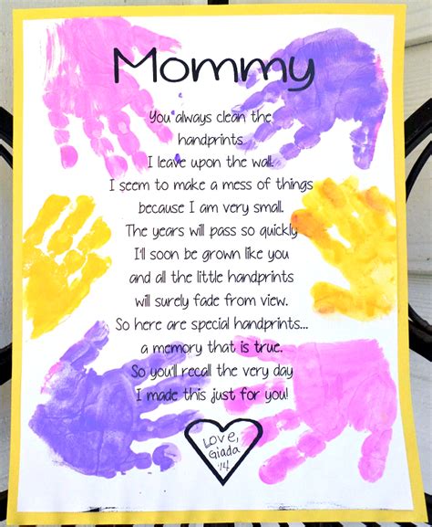 Printable Handprint Mothers Day Poem Crafty Morning