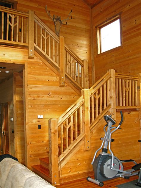 Custom Build Lake Cabin Rustic Staircase Atlanta By Vv