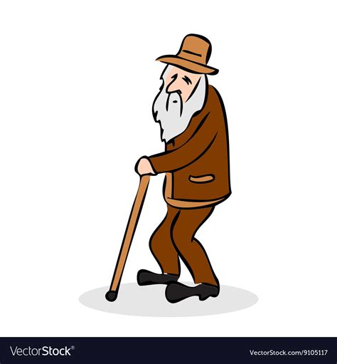 Old Man Walking With Cane Cartoon