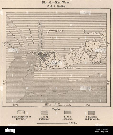 Key West Florida 1885 Antique Map Stock Photo Alamy