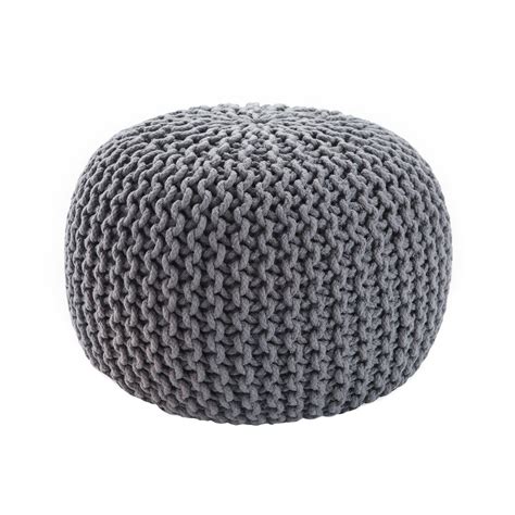 Shop Visby Gray Textured Round Pouf Burke Decor