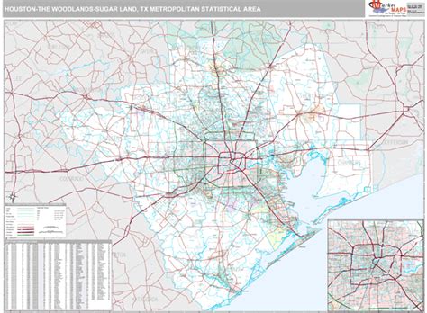 Houston The Woodlands Sugar Land Tx Metro Area Zip Code Wall Map