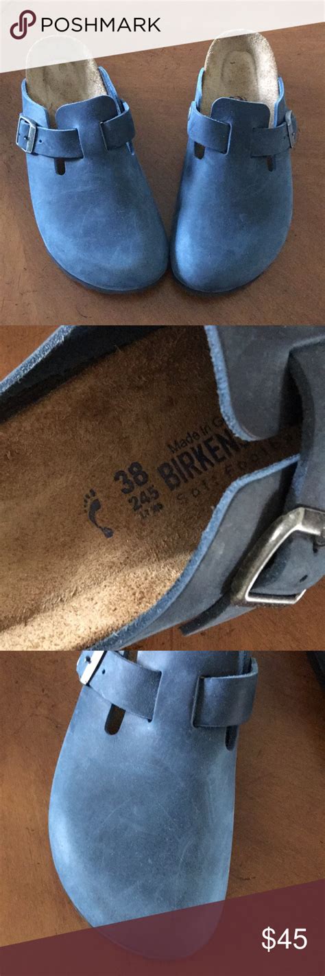 Birkenstock Blue Leather Clogs Size 38 US Size 8 | Clogs, Suede clogs ...
