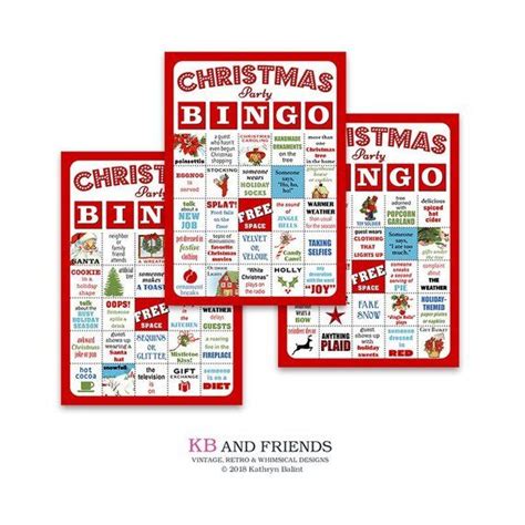 Digital Christmas Party Bingo Card Party Game Kit Diy Red