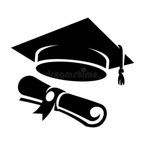 Black Graduation Cap Diploma Icon Stock Vector Illustration Of