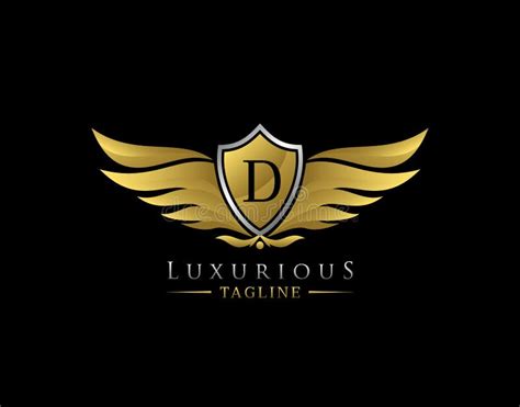 Luxury Wings Logo With H Letter Elegant Gold Shield Badge Design For