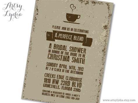 Perfect Blend Coffee Themed Bridal Shower Invitation By Lydiaurban
