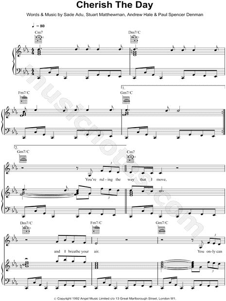 Sade Cherish The Day Sheet Music In C Minor Transposable Download