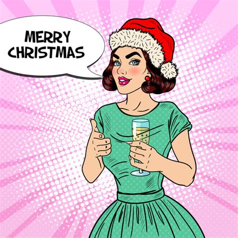 merry christmas pop art illustration vector free download