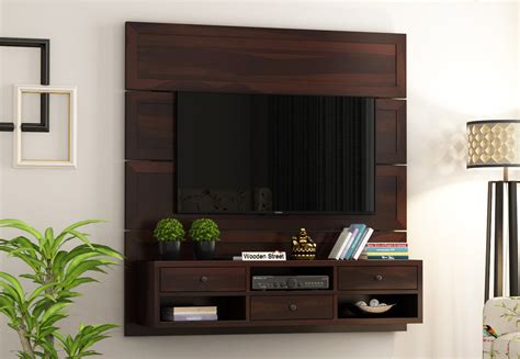 Buy Snapple Wall Mount Tv Unit Walnut Finish Online In India Wooden