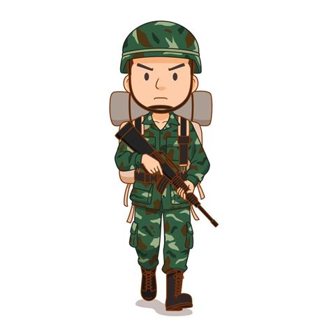 Personaje De Dibujos Animados De Soldado Sosteniendo Un Arma 6726074