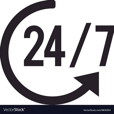 24 Hours 7 Days A Week Icon Royalty Free Vector Image