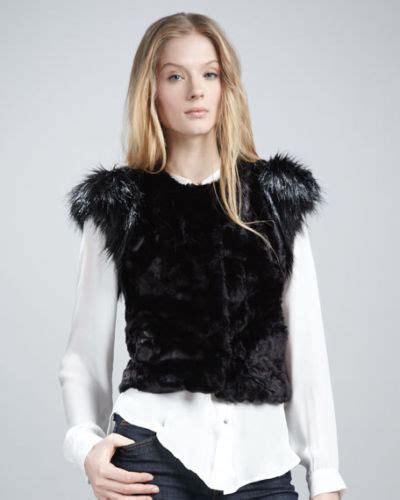 nwt skaist taylor women neiman marcus target black faux fur vest medium ebay