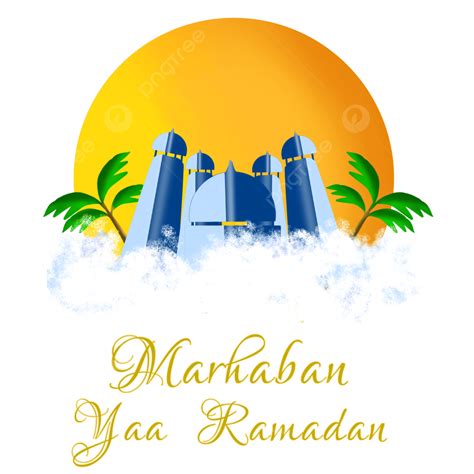 Letras Douradas Marhaban Yaa Ramadan E Ilustração De Mesquita Png