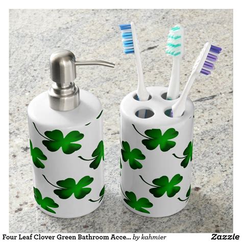 Click on see complete set to download my matching walls and floors. Four Leaf Clover Green Bathroom Accessories Bathroom Set ...