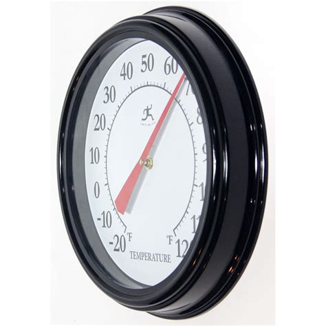 Executive Black Thermometer Outdoorindoor 12 In