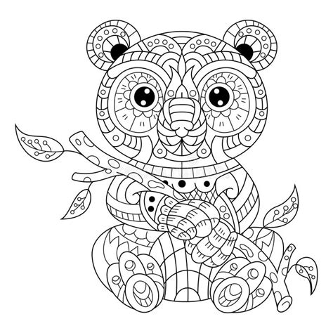Hand Drawn Of Panda In Zentangle Style Stock Vector Illustration Of