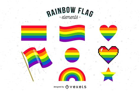 Rainbow Flag Elements Collection Vector Download