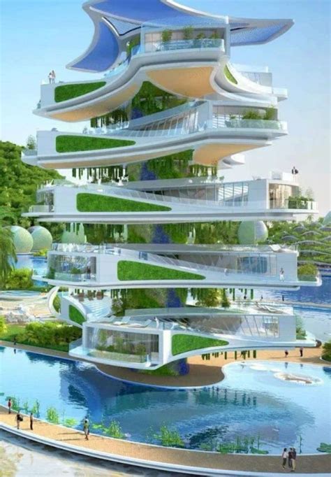 Torre Futurista Con Jardines Futuristic Architecture Sustainable