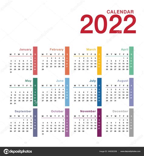 Calendario 2022 Con Semanas Numeradas Para Imprimir