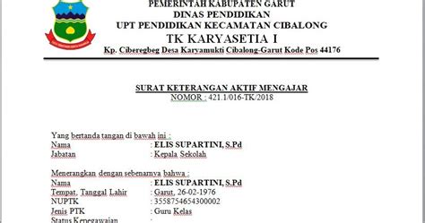 Yang bertandatangan di bawah ini kepala ra. Contoh Surat Keterangan Guru Masih Aktif Mengajar