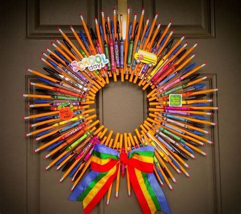 Back To School Wreath Made With About 50 Pens Pencils And Crayons