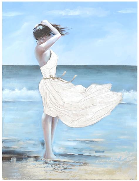 Girl On A Windy Beach Canvas Art Beach Canvas Wall Art Framed Canvas