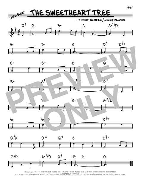 Johnny Mercer And Henry Mancini The Sweetheart Tree Sheet Music Notes Download Printable Pdf