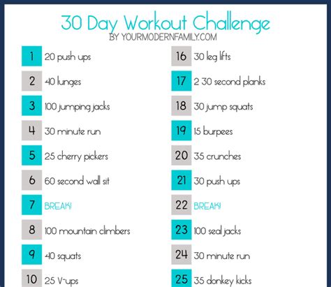 30 Day Fitness Challenge Calendar Template Eoua Blog