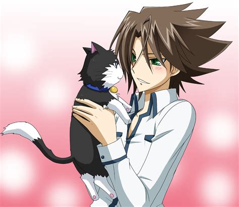 Brown Hair Boy Holding Black And White Cat Anime Character Hd Wallpaper Wallpaper Flare