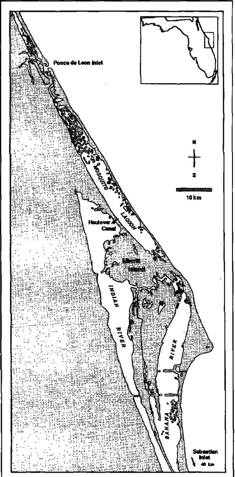 Mosquito Lagoon East Central Florida Showing Ponce De Leon Inlet And