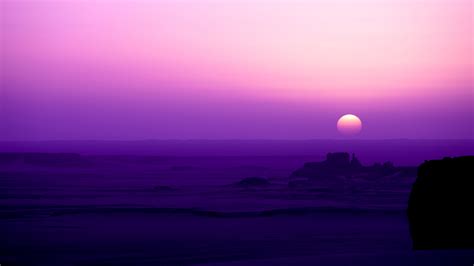 Purple Sea With Sunset 4k 5k Hd Purple Wallpapers Hd