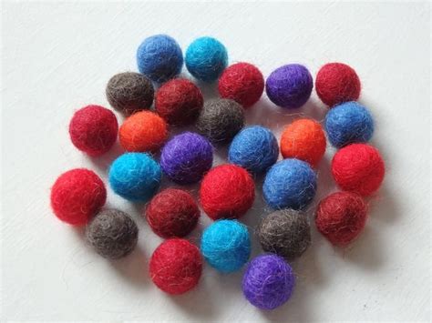 25 Handmade Wool Felt Pom Poms Pokhara Mix Handmade Etsy Wool Felt