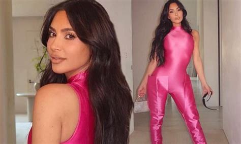 Kim Kardashian Channels The Pink Power Ranger As She Confidently Showcases Her Hourglass