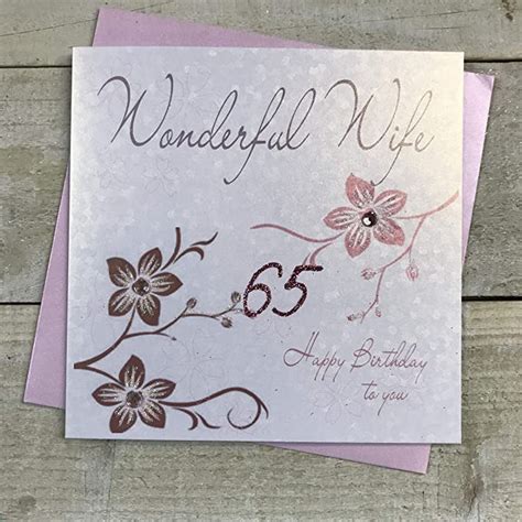 WHITE COTTON CARDS Flowers Wonderful Wife Happy Handmade Th Birthday Card White Wb