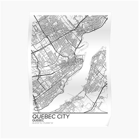 Quebec City Map Poster Print Wall Art Quebec T Printable Home And Nursery Modern Map