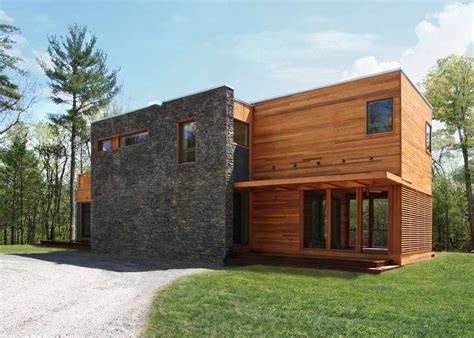 Res4s Modern Prefab Home Beautifully Combines Wood And Stone In The