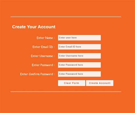 How To Create Registration Form In Html Registration Page In Html