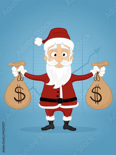 Happy Santa Claus Holding Dollar Money Bags Vector Cartoon Illustration Stock Vector Adobe Stock
