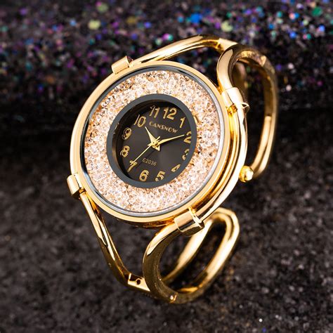 Women Gold Watch Fashion Elegant Crystal Quartz Bangle Watch Shopee