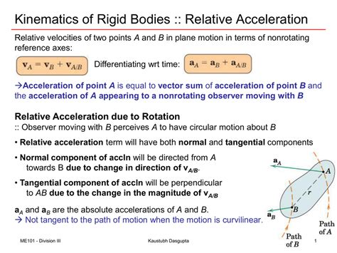 Kinematics Of Rigid Bodies Relative Acceleration