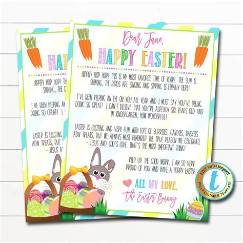 Letter From The Easter Bunny Template Printable Kids Easter Morning