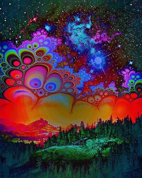 Nevada Night Flight Two Psychedelic Art Earth Drawings Trippy