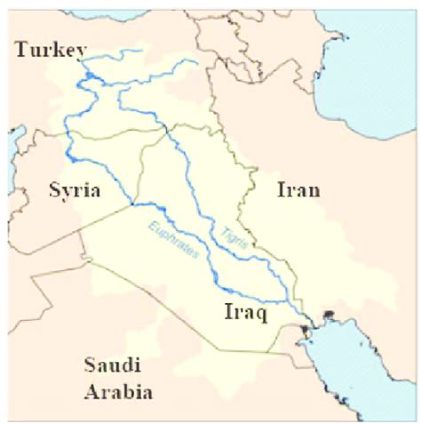Middle East Map Euphrates River