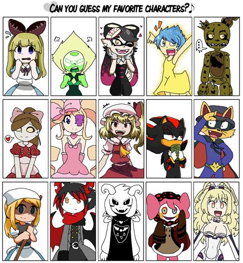 Can You Guess My Favorite Characters By Auroraartz On Deviantart