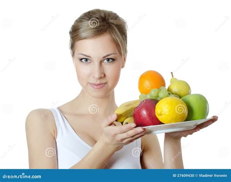 Mooi Meisje Met Fruit En Groenten Stock Foto Image Of Familie