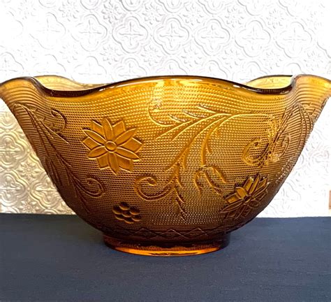 Vintage Amber Glass Bowls Ensemble De 6 Jewel Tone Pressed Etsy