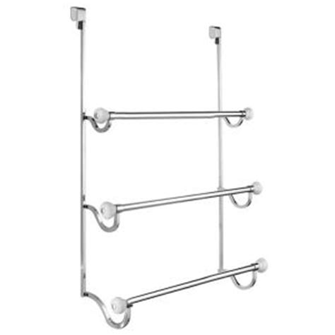 Some door towel racks are designed for shower doors, so check the descriptions and choose the this rack keeps your towels off the bathroom floor. York Over Shower Door Towel Rack-3 in White and Chrome ...