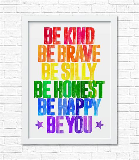 Be Kind Be Brave Print Bespoke Wallart Posters My Foolish Art